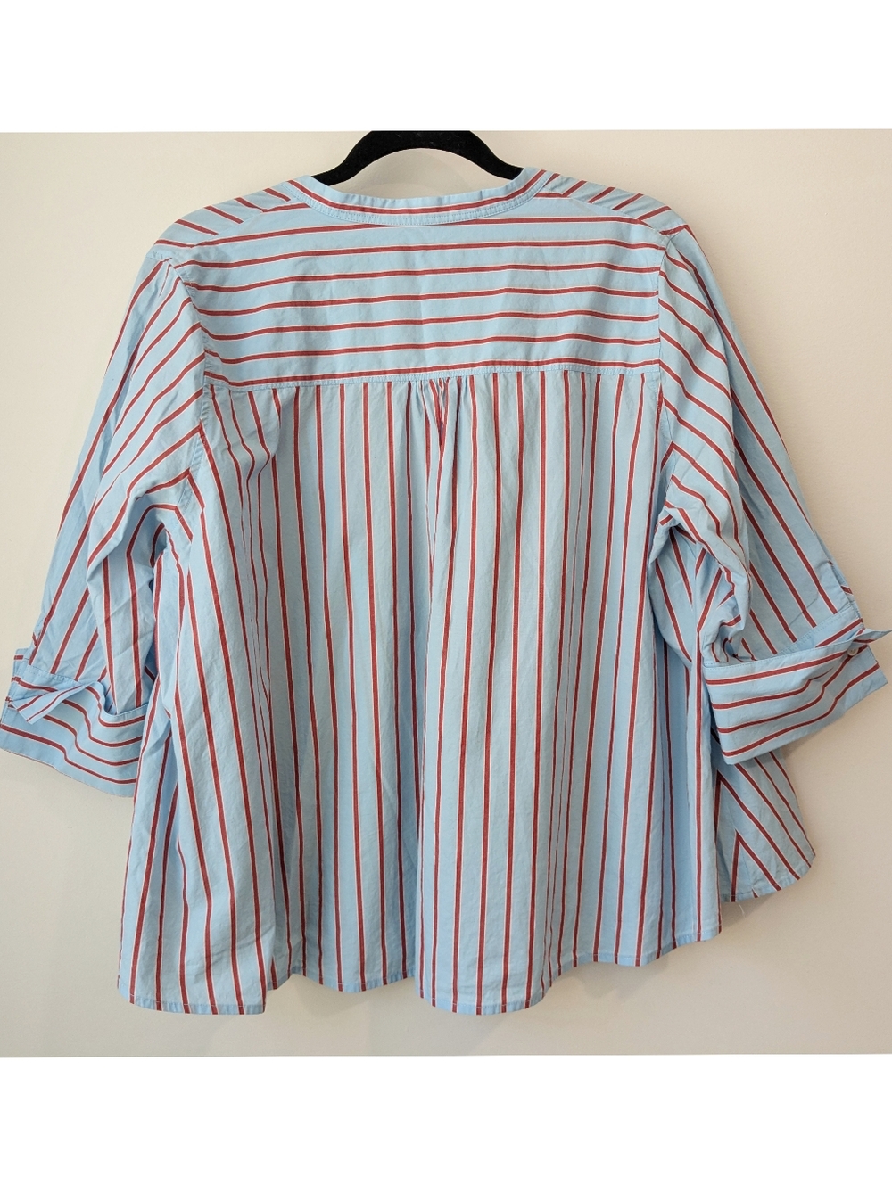 NEW Yogageur By Mersea Oversized Striped Button Up Blouse - Picture 6 of 6